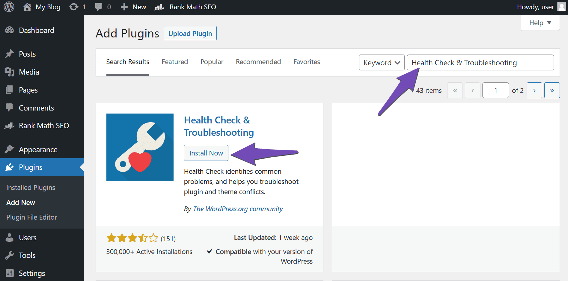 Install Health Check & Troubleshooting plugin