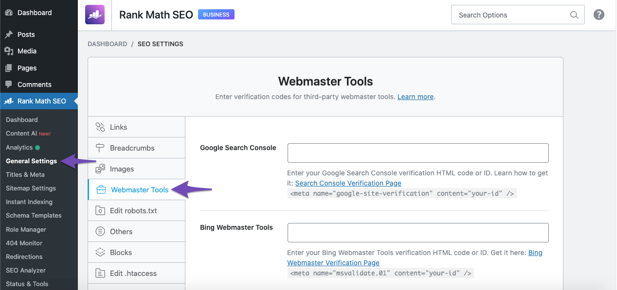 Webmaster tools