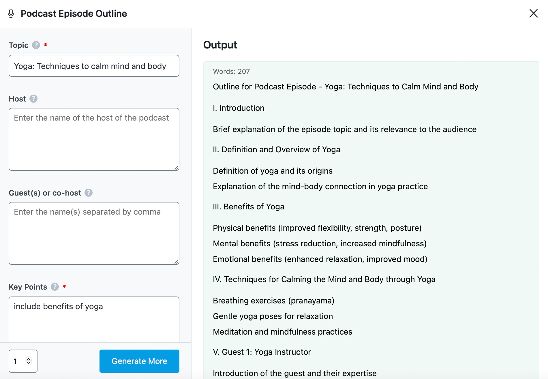 Podcast Episode Outline example