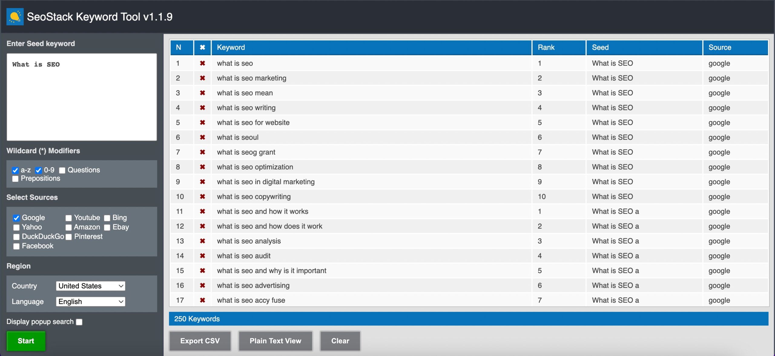 SEOStack Keyword Tool