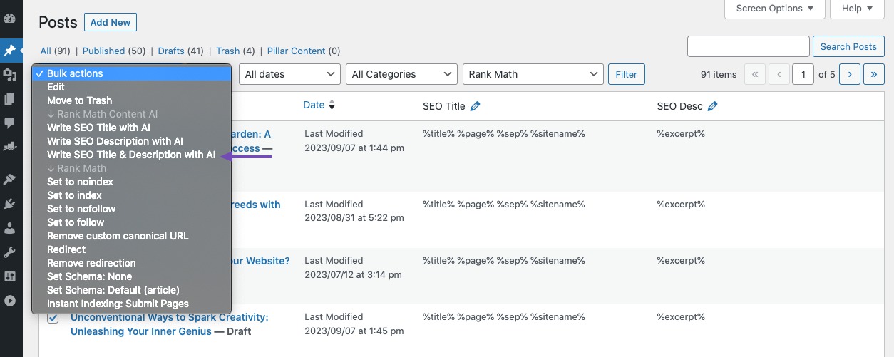 Bulk actions in Content AI