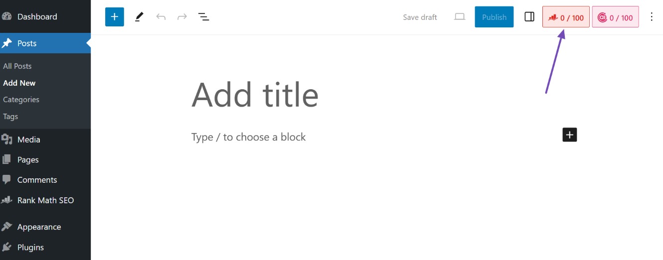 Click the Schema icon in the Block editor