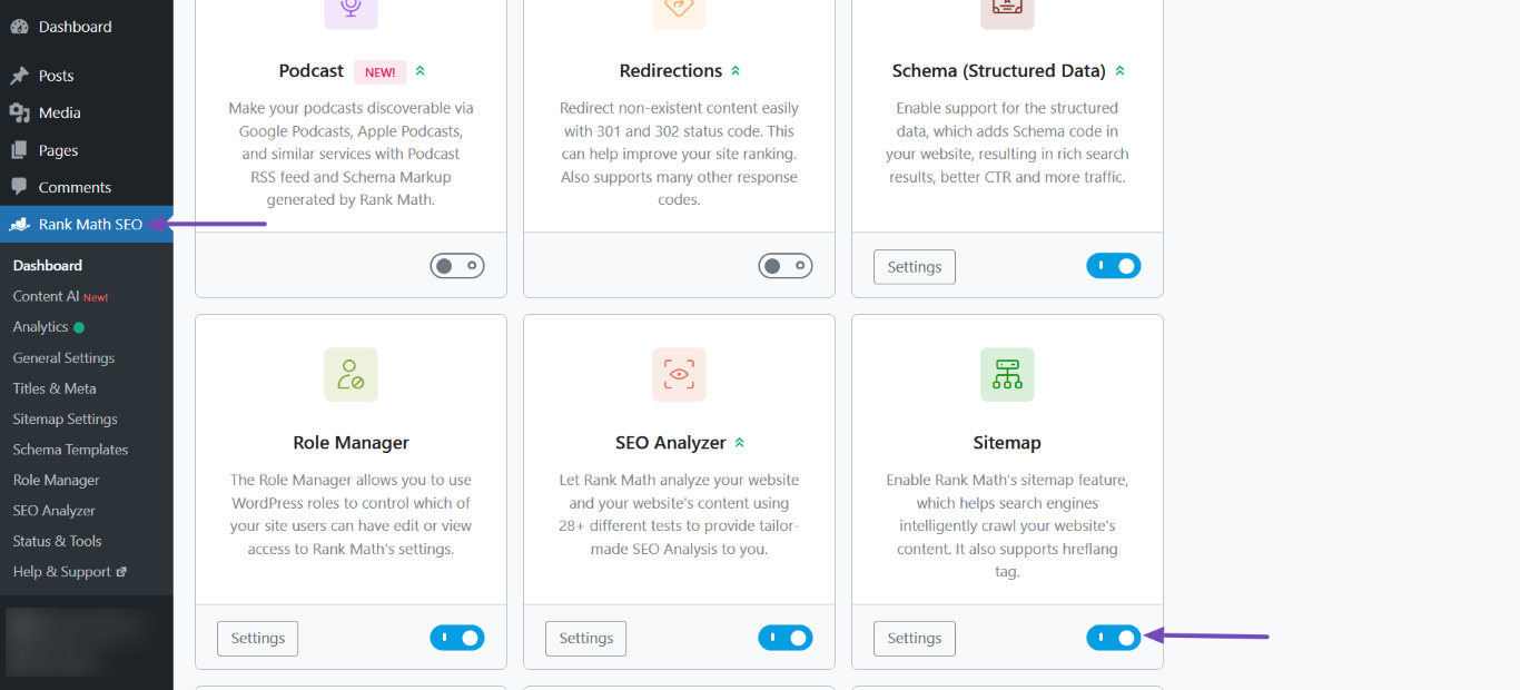 Enable the Sitemap module