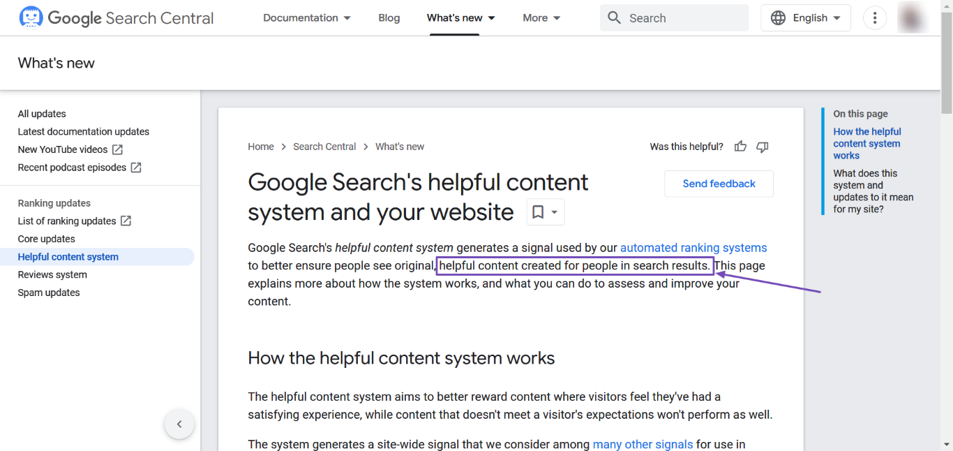 Google Helpful Content System update