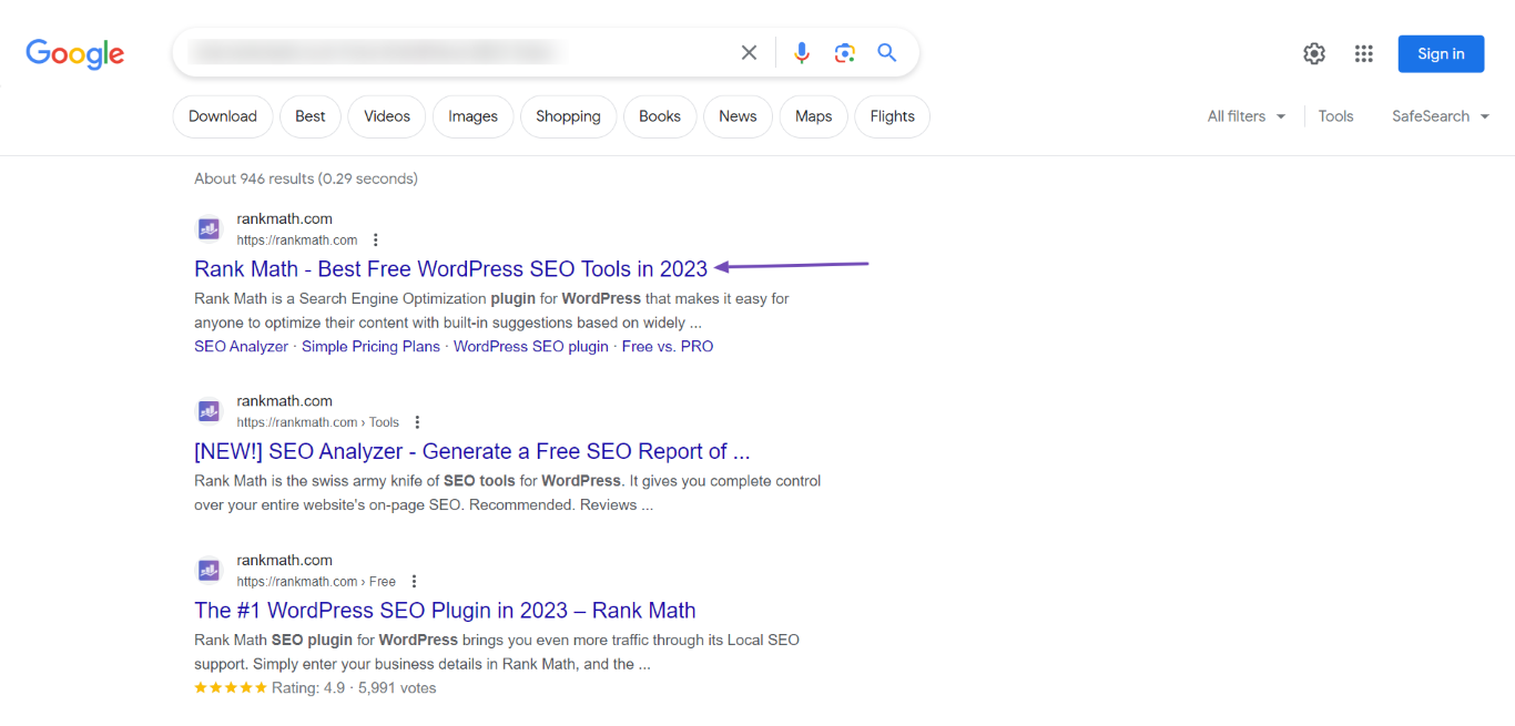 Google sale serp rank