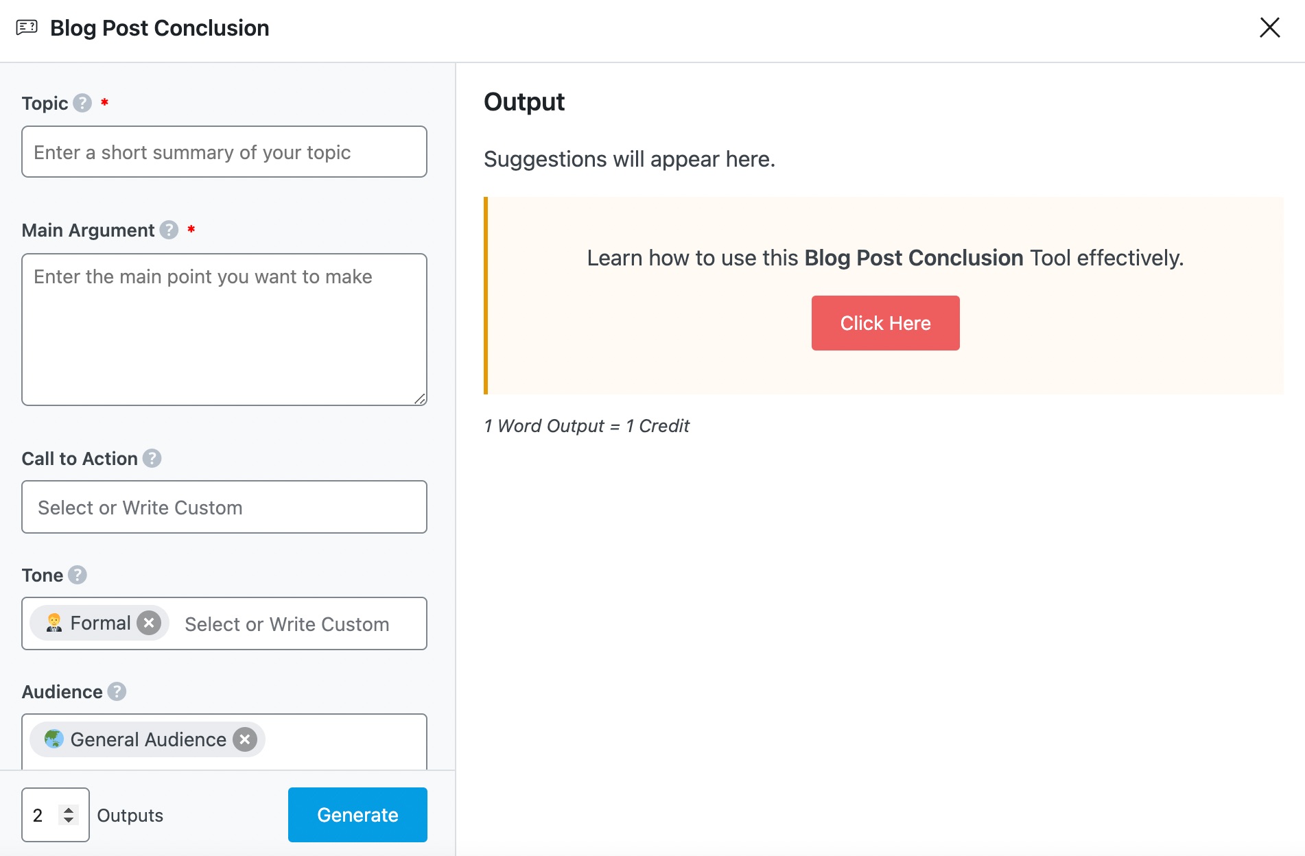 Blog Post Conclusion settings