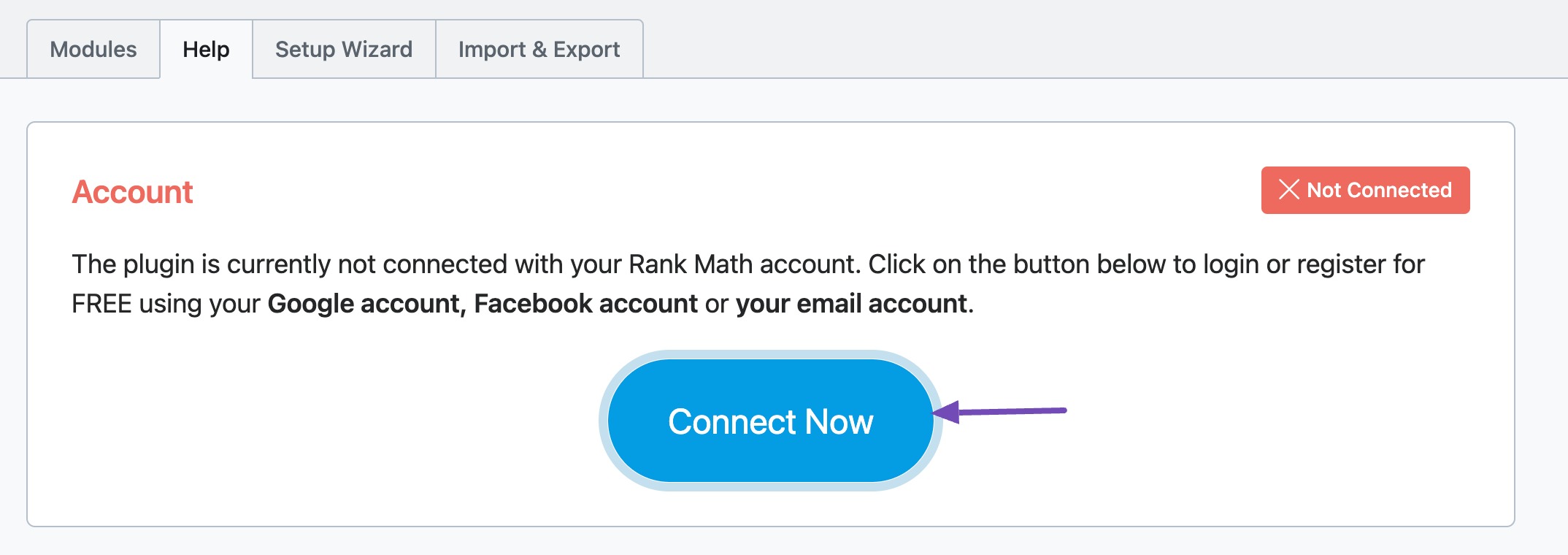 Connect Rank Math account