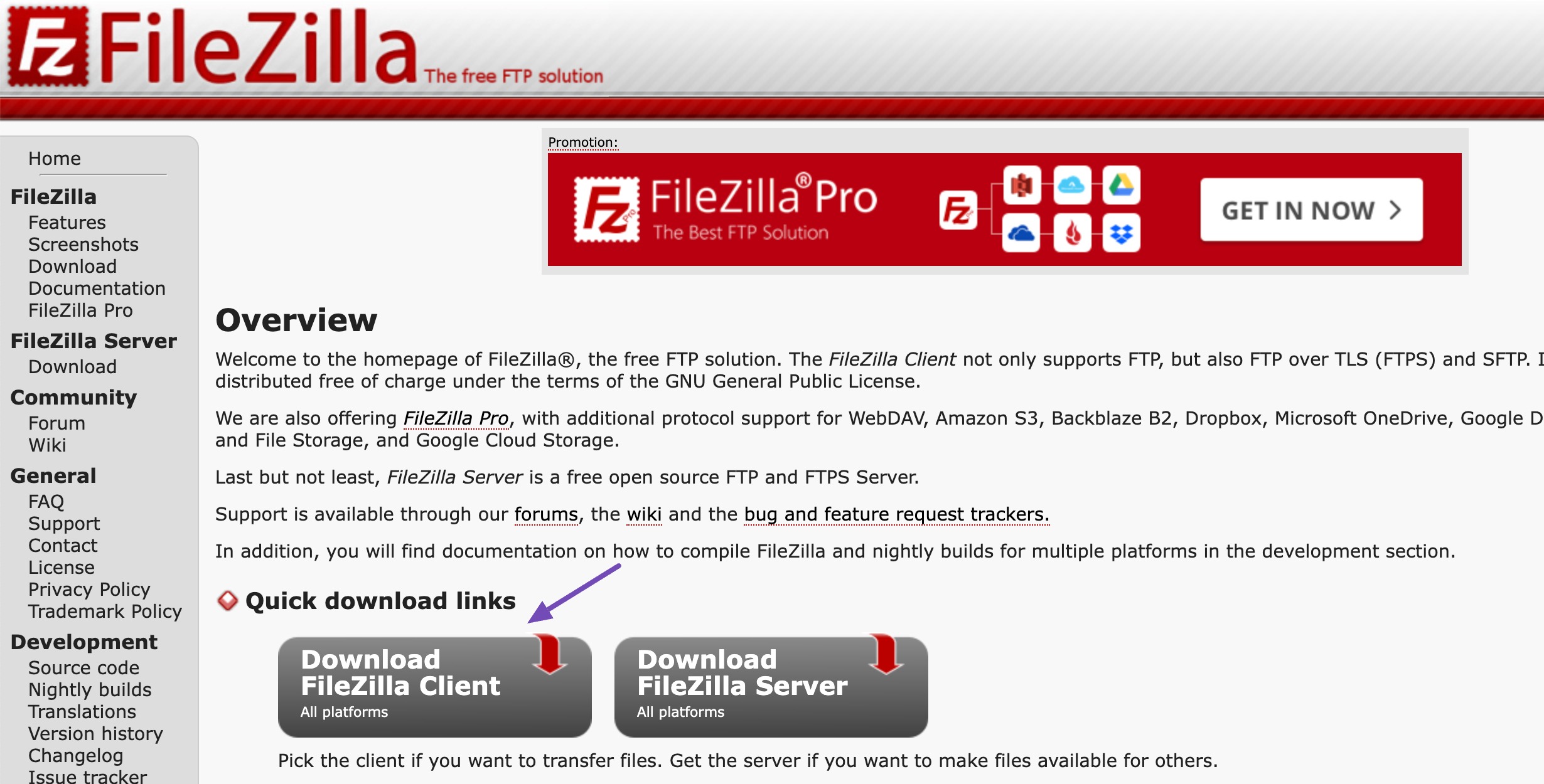 Download FileZilla