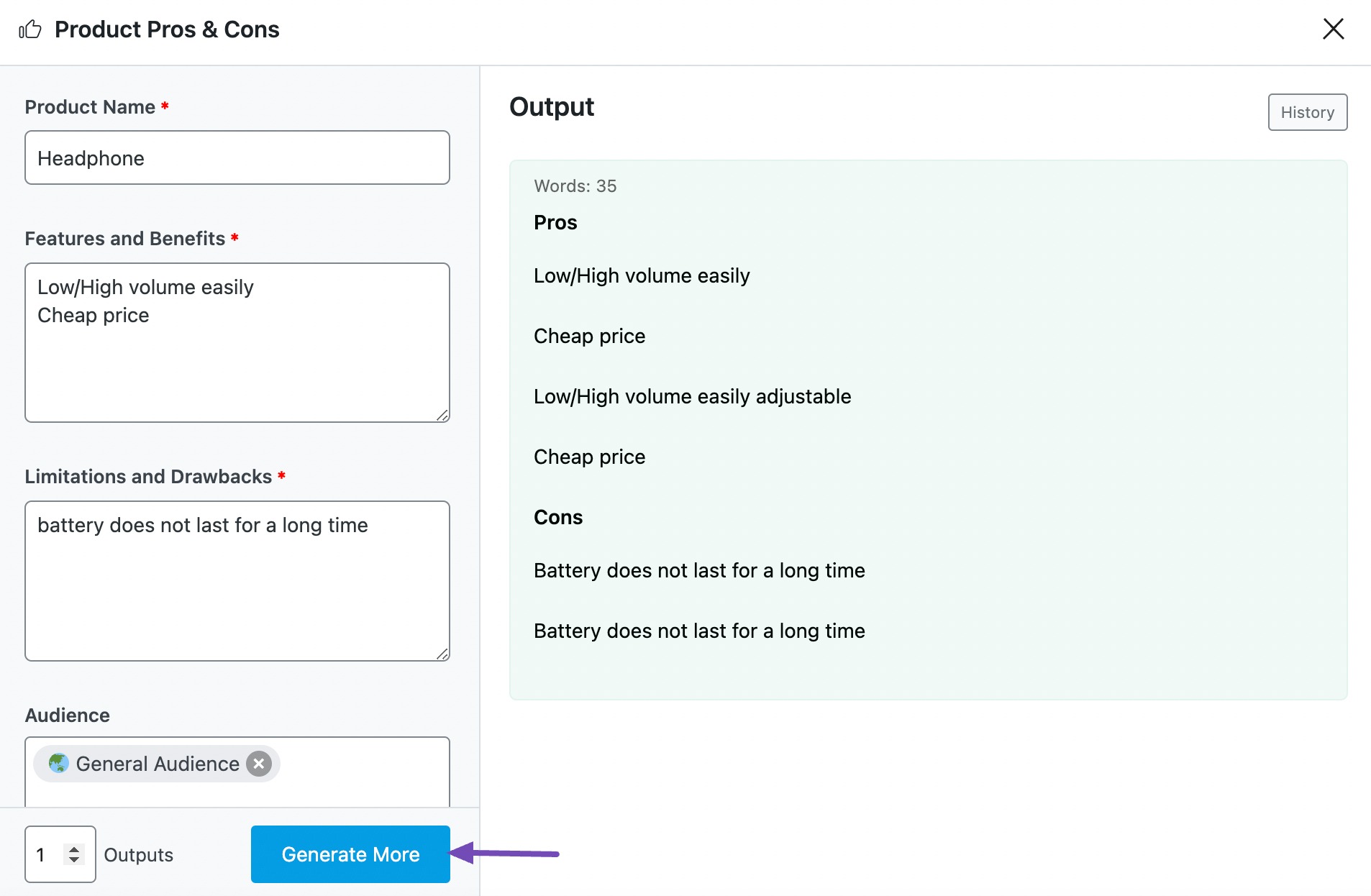 Generate More Product Pros & Cons