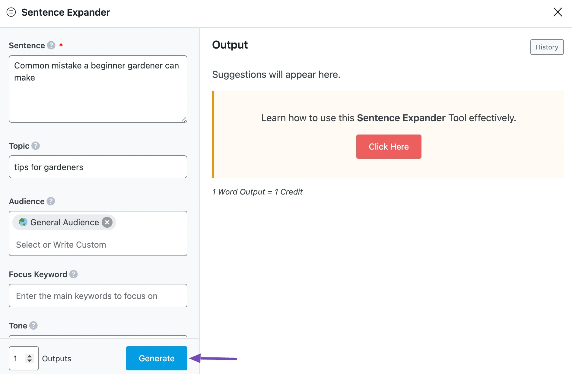 Generate sentence expander