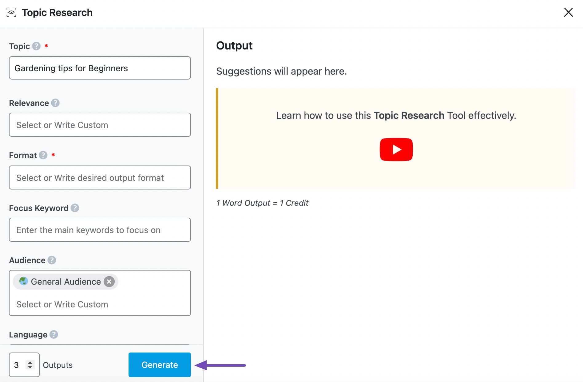 Generate Topic Research summary