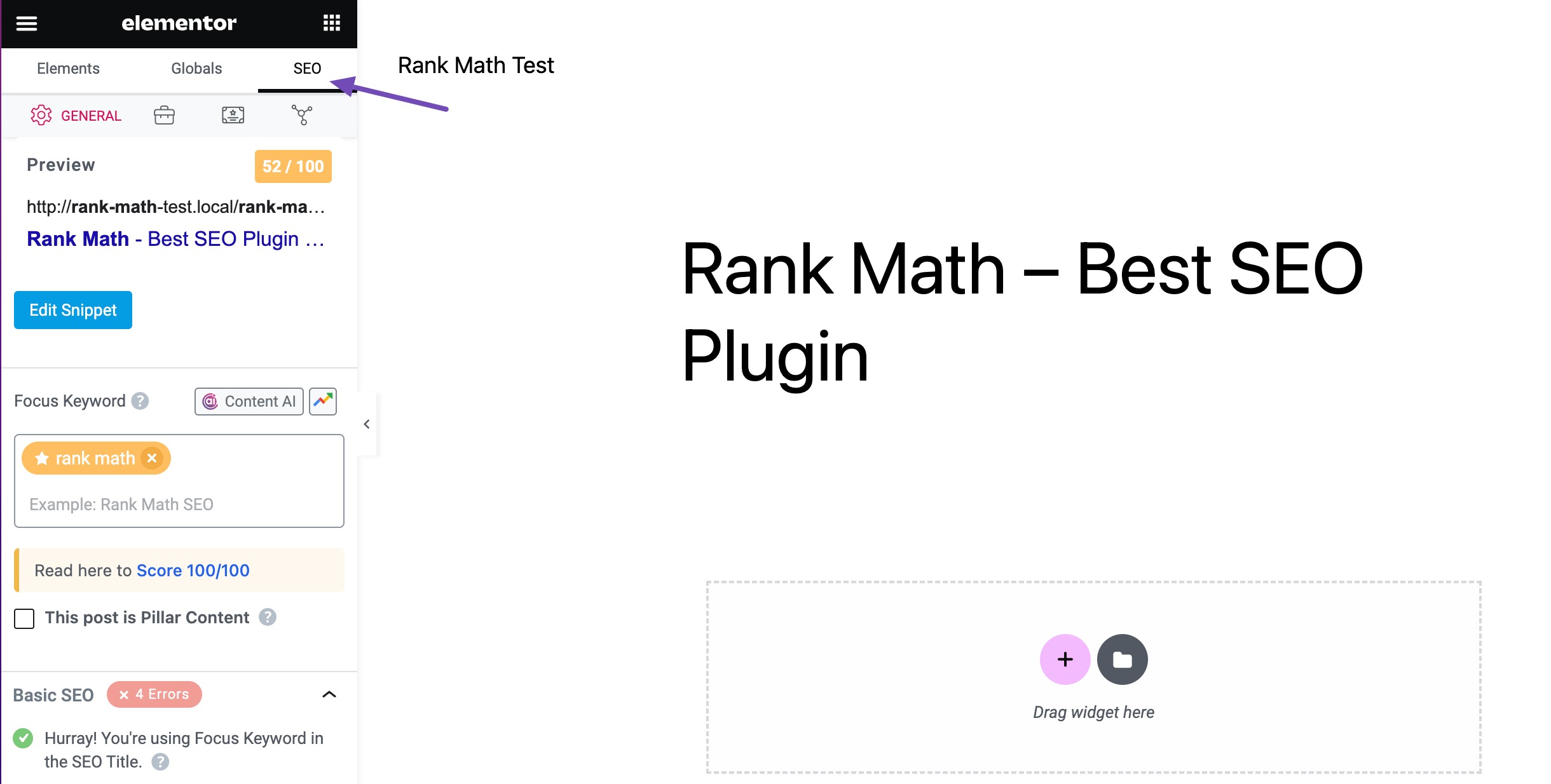 Navigate to Rank Math Meta Box