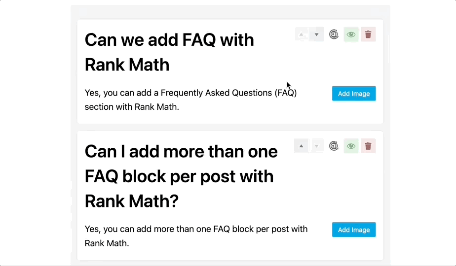 Rearranging questions in FAQ block
