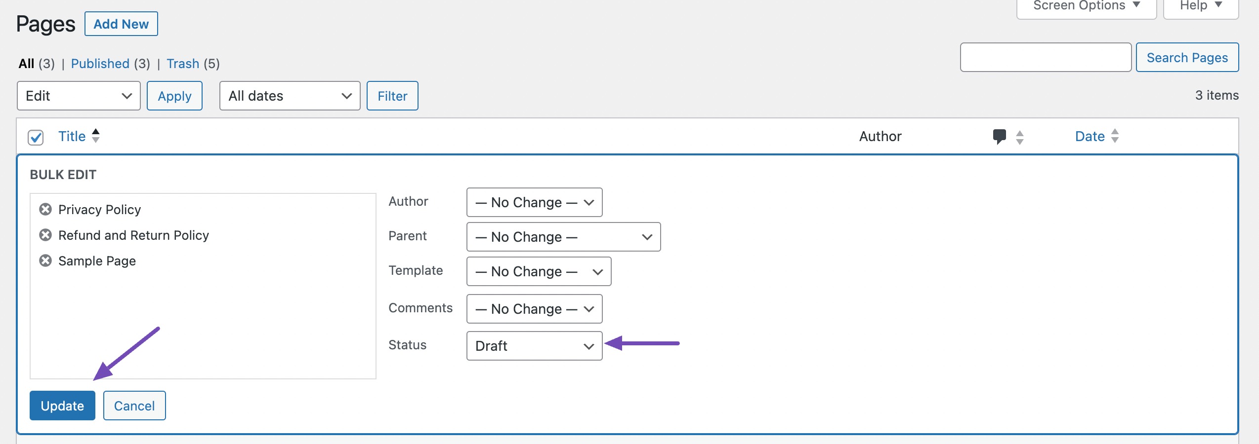 select Draft option