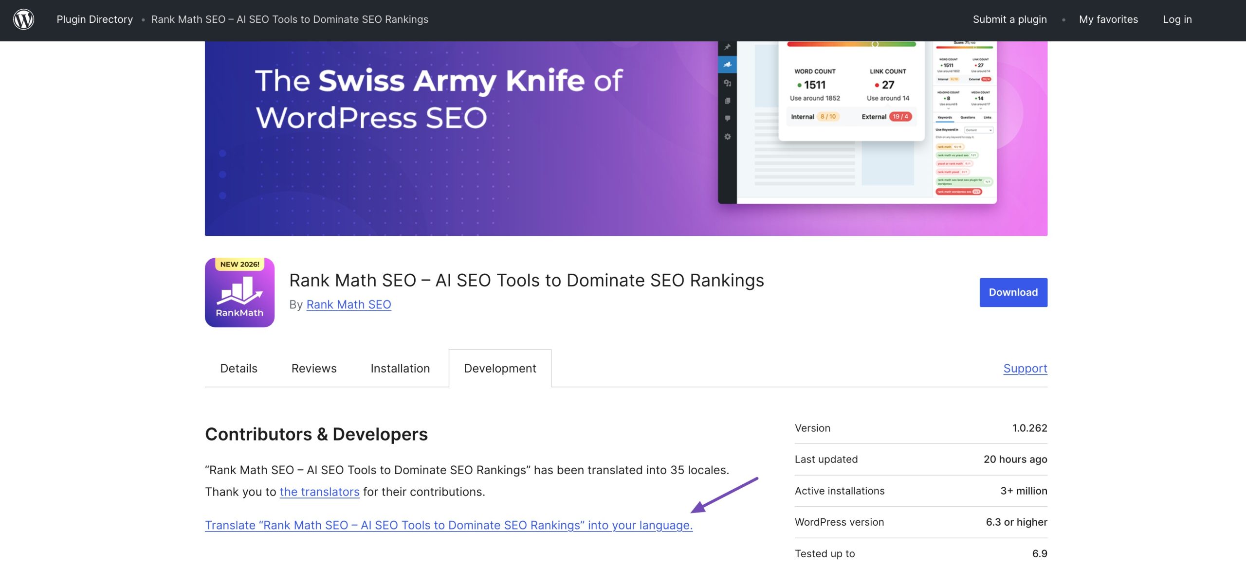 click the Translate plugin link