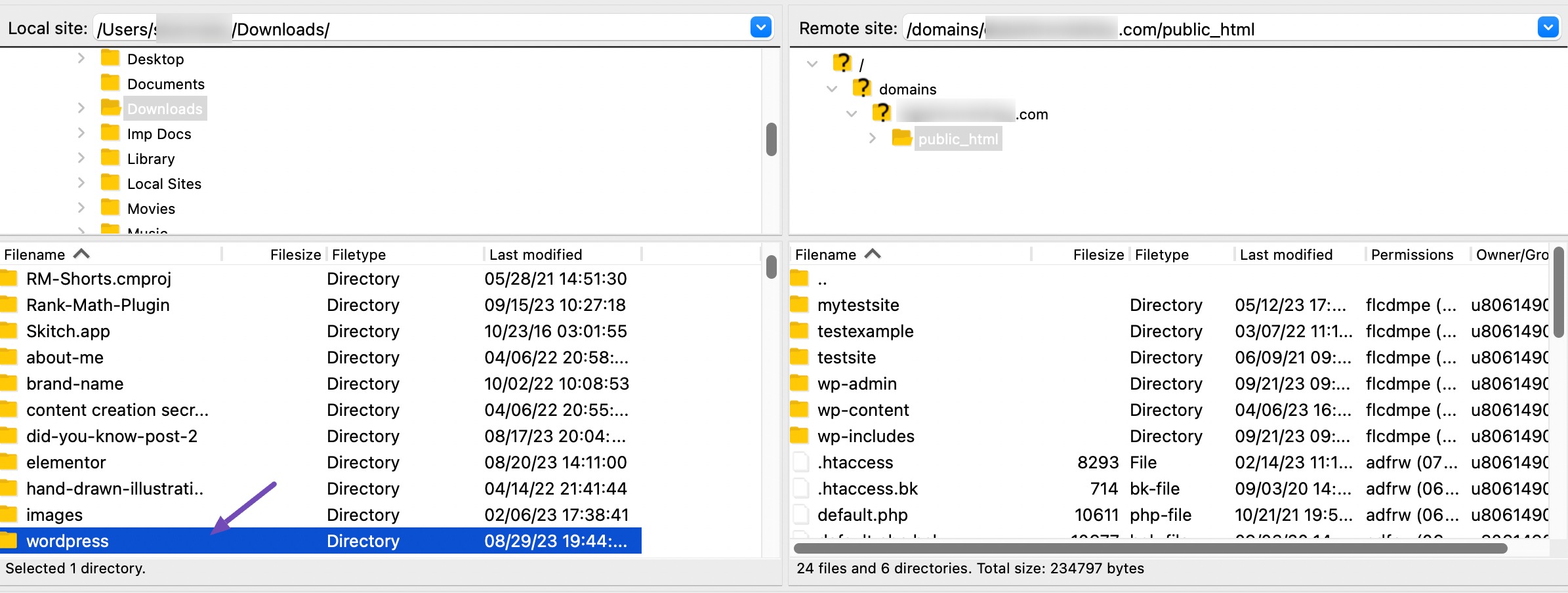 Update WordPress manually using FTP