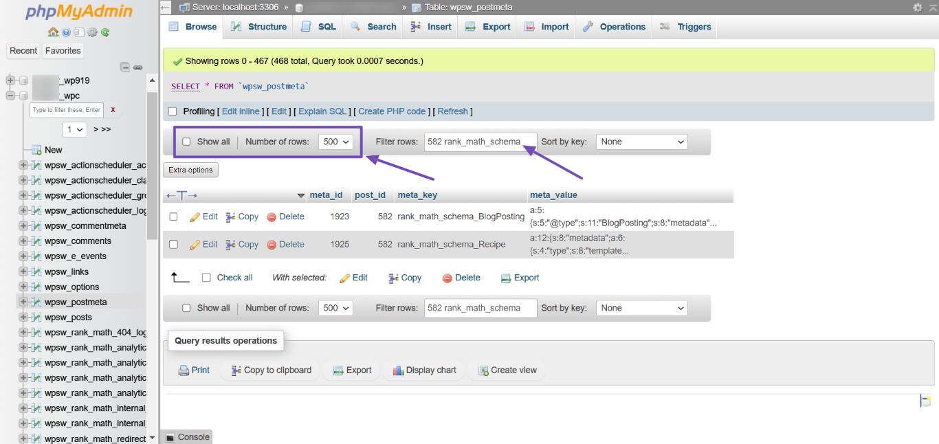 Enter the post id followed by rank_math_schema