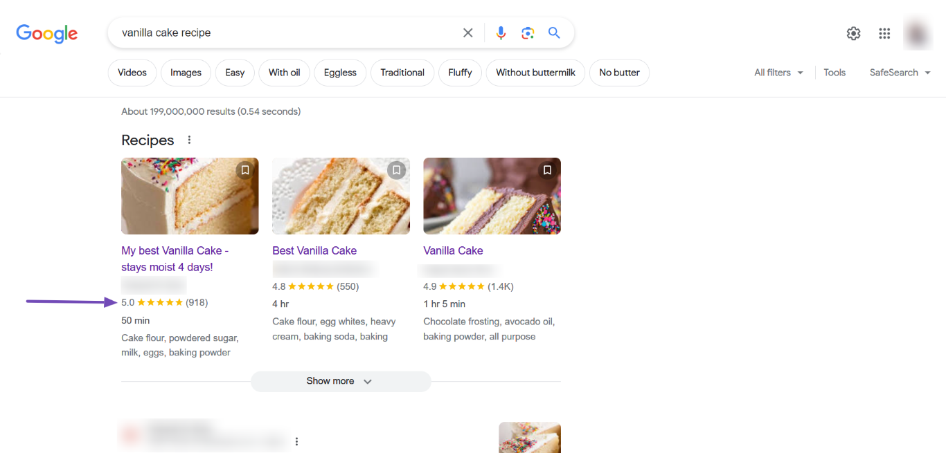 Example of recipe with reviews