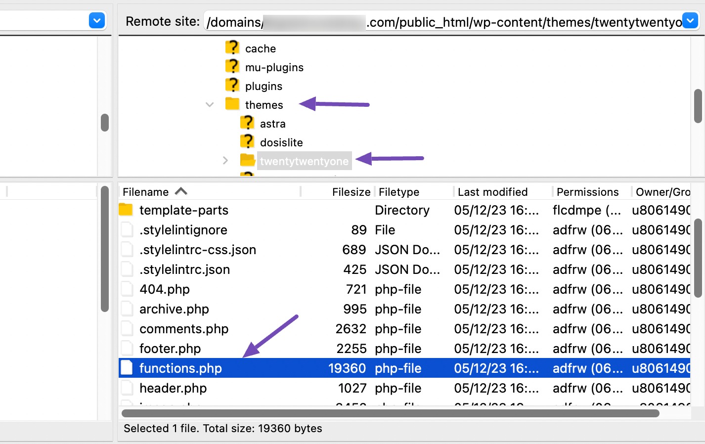 Locate functions.php file