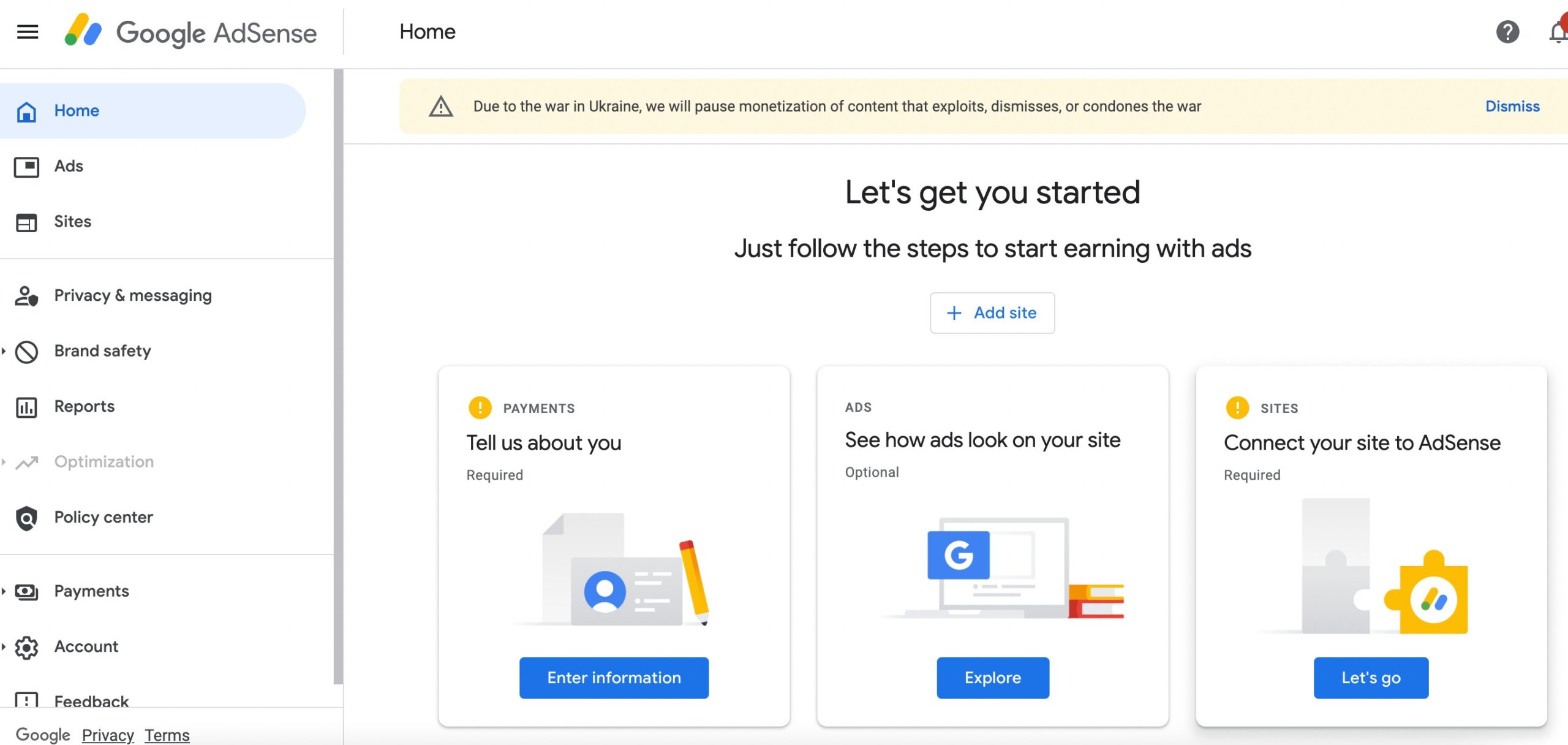 Google Adsense account