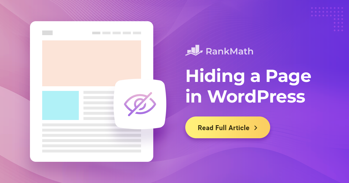 How to Hide a Page in WordPress » Rank Math