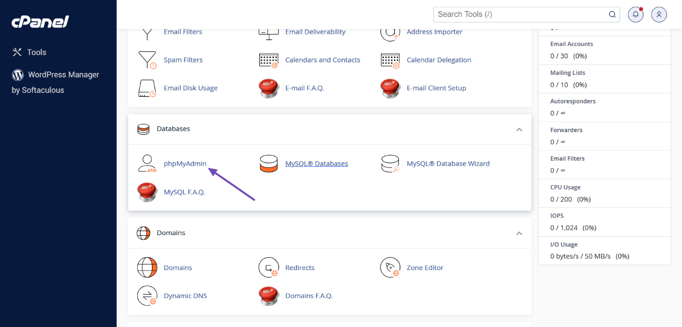 Log into your database