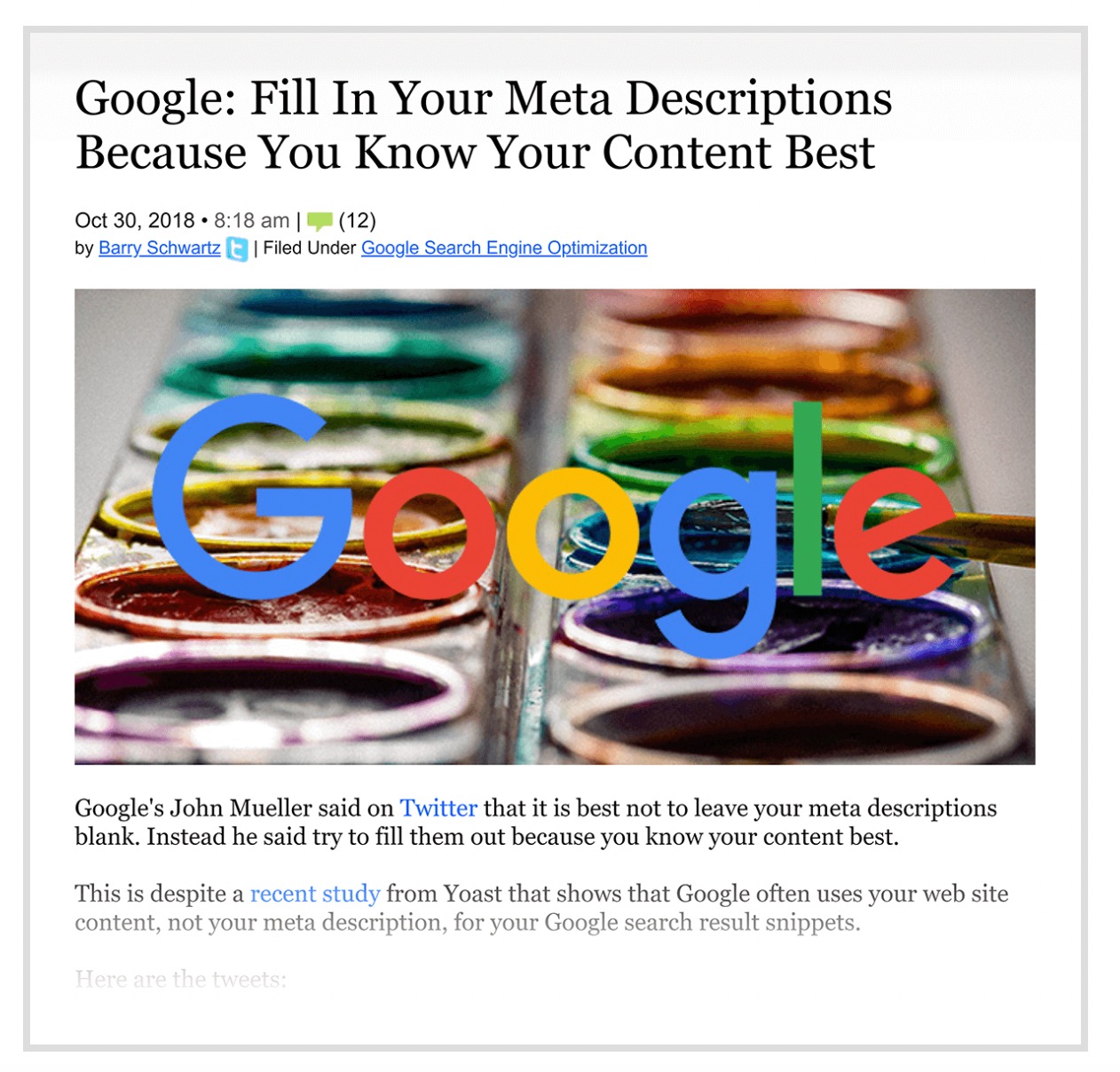 Google says to fill meta descriptions