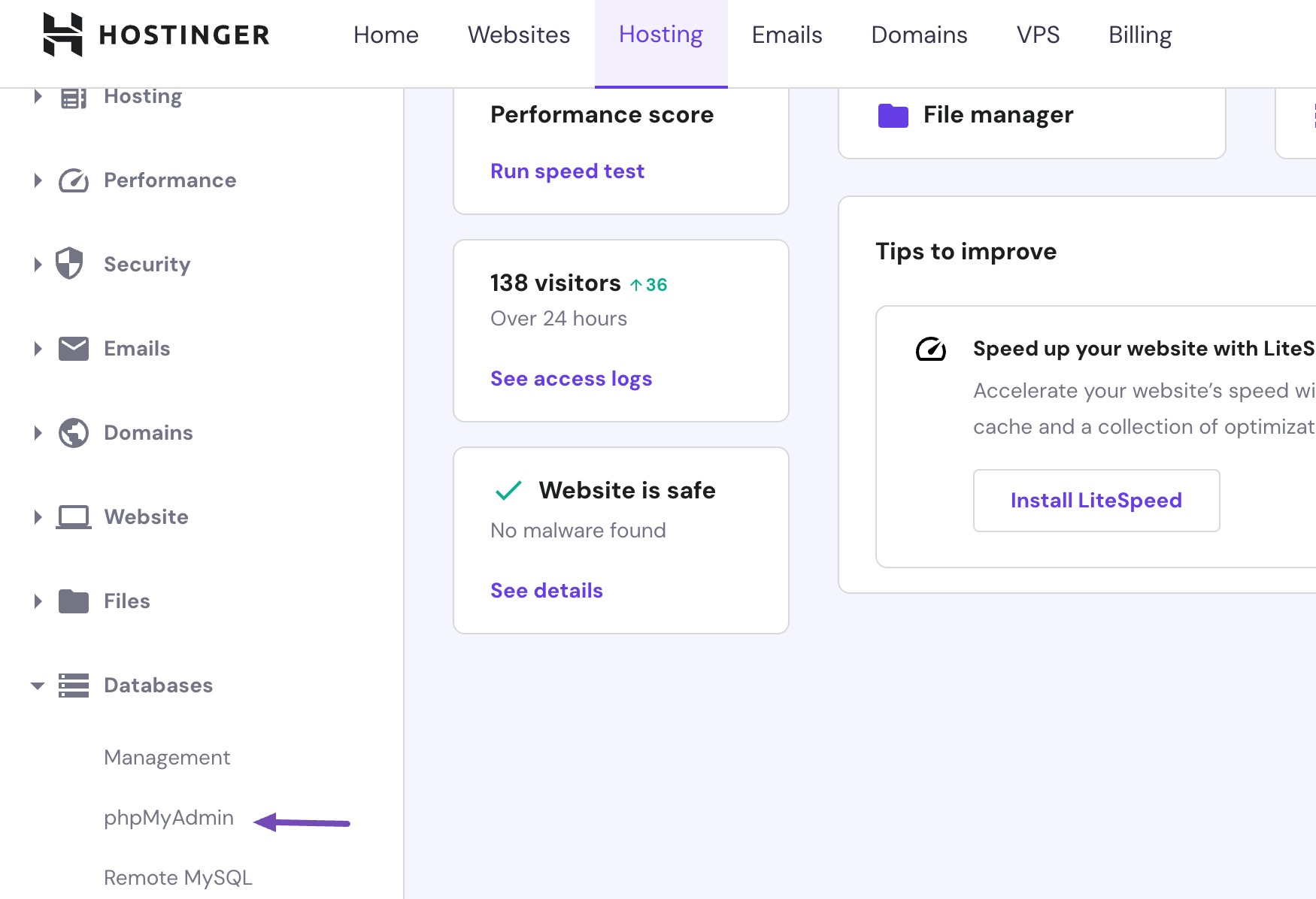 phpMyAdmin interface