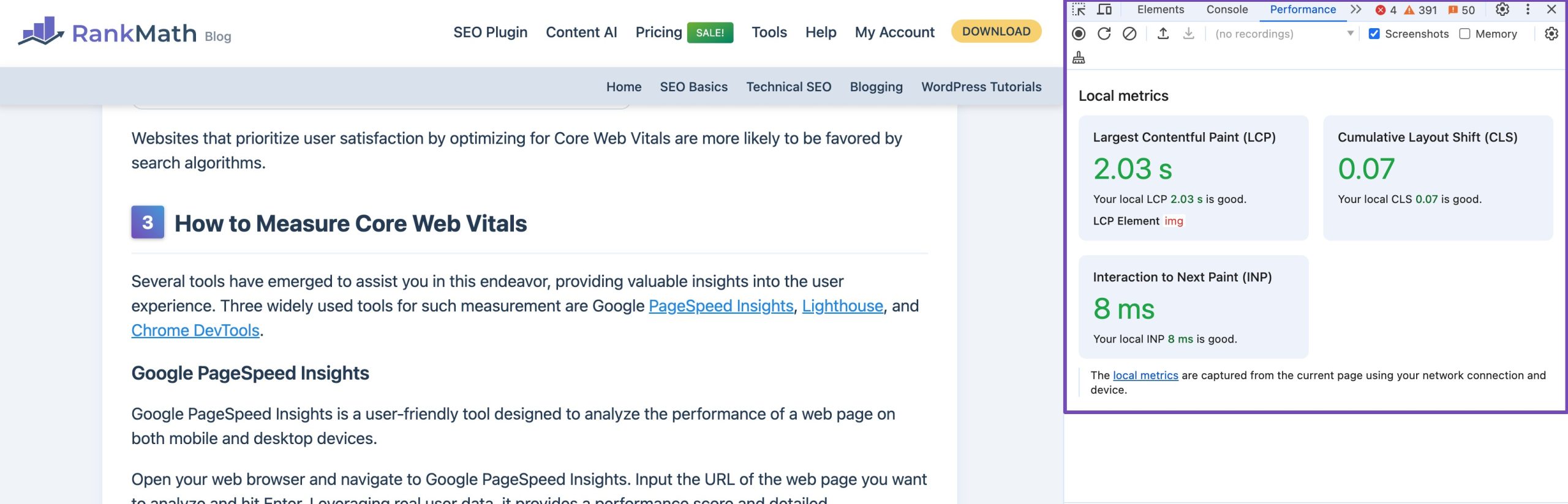 Measure LCP and INP elements in Chrome