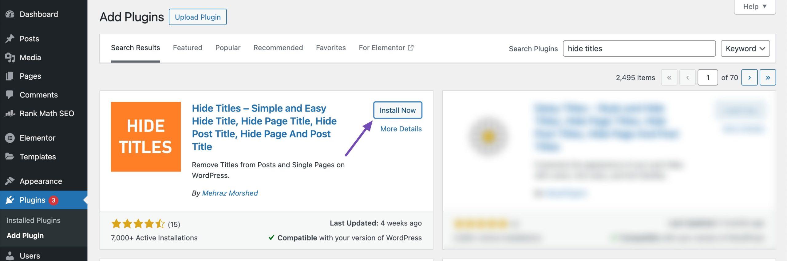 Install and activate Hide Titles plugin