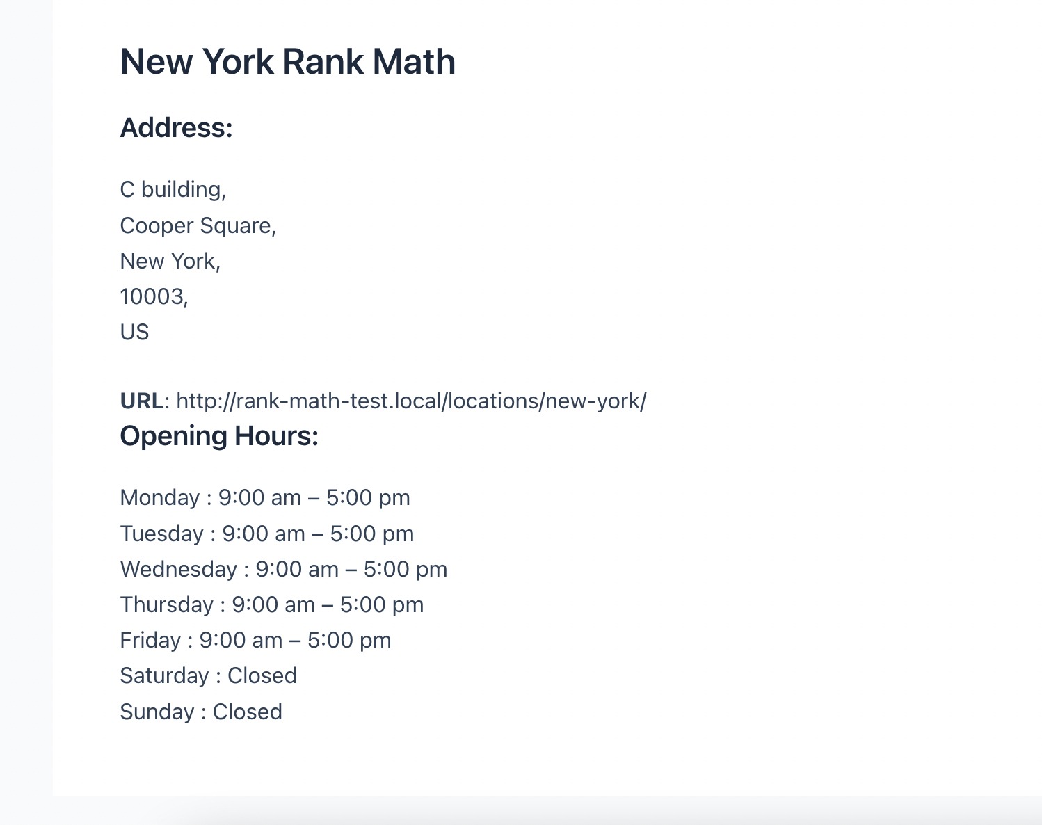 Information added using custom shortcode