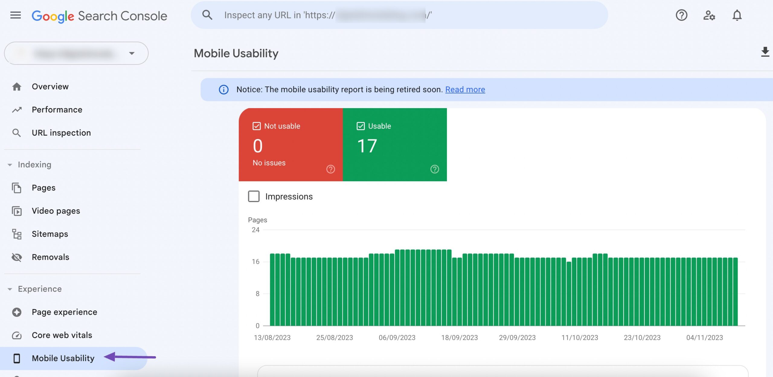 Mobile Usability Report in Google Search Console