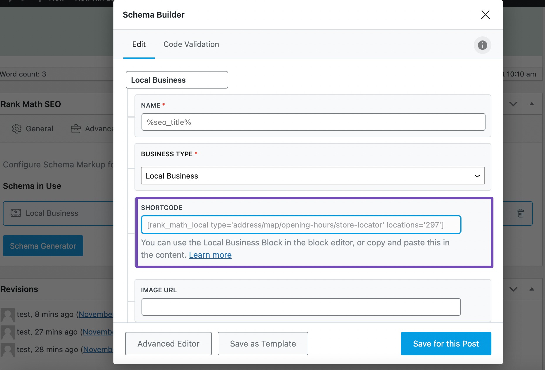 Shortcode option in Classic editor