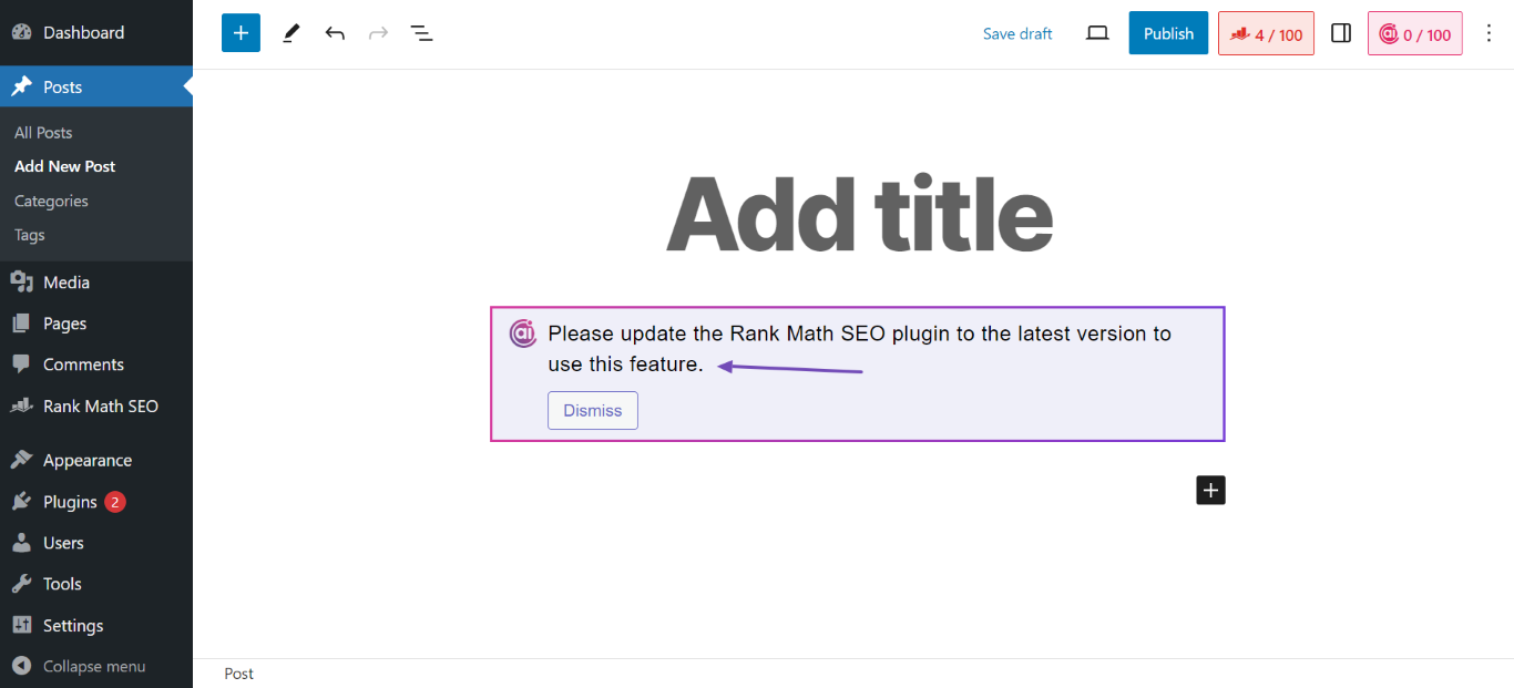 Please update the Rank Math SEO plugin to the latest version to use this feature.