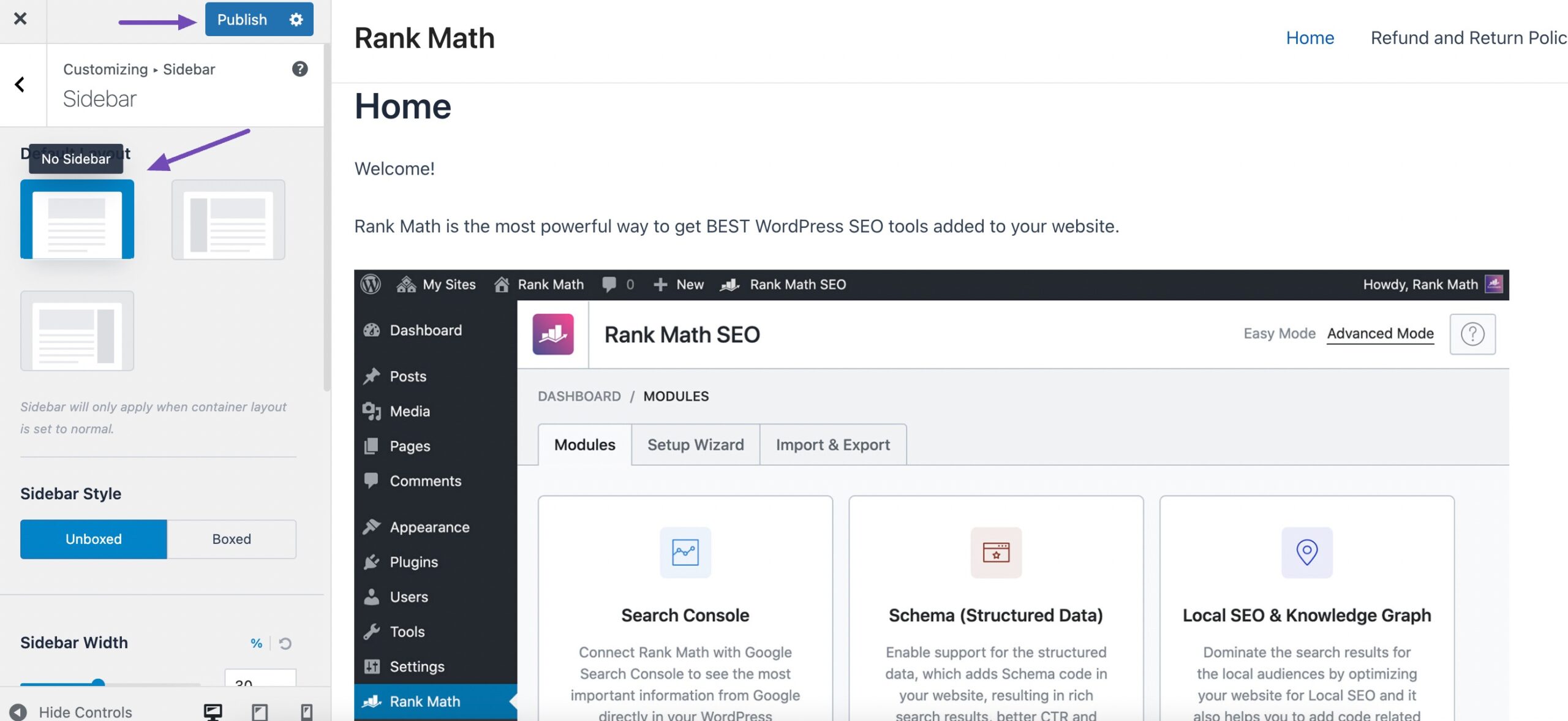 How to Remove Sidebar in WordPress » Rank Math