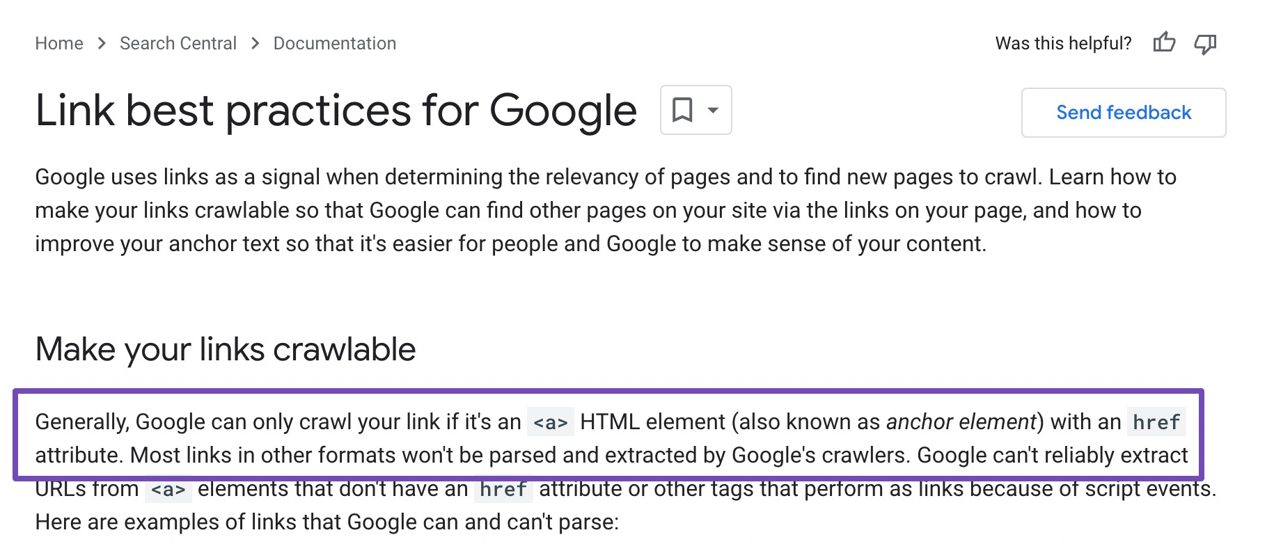 Google guidelines on links