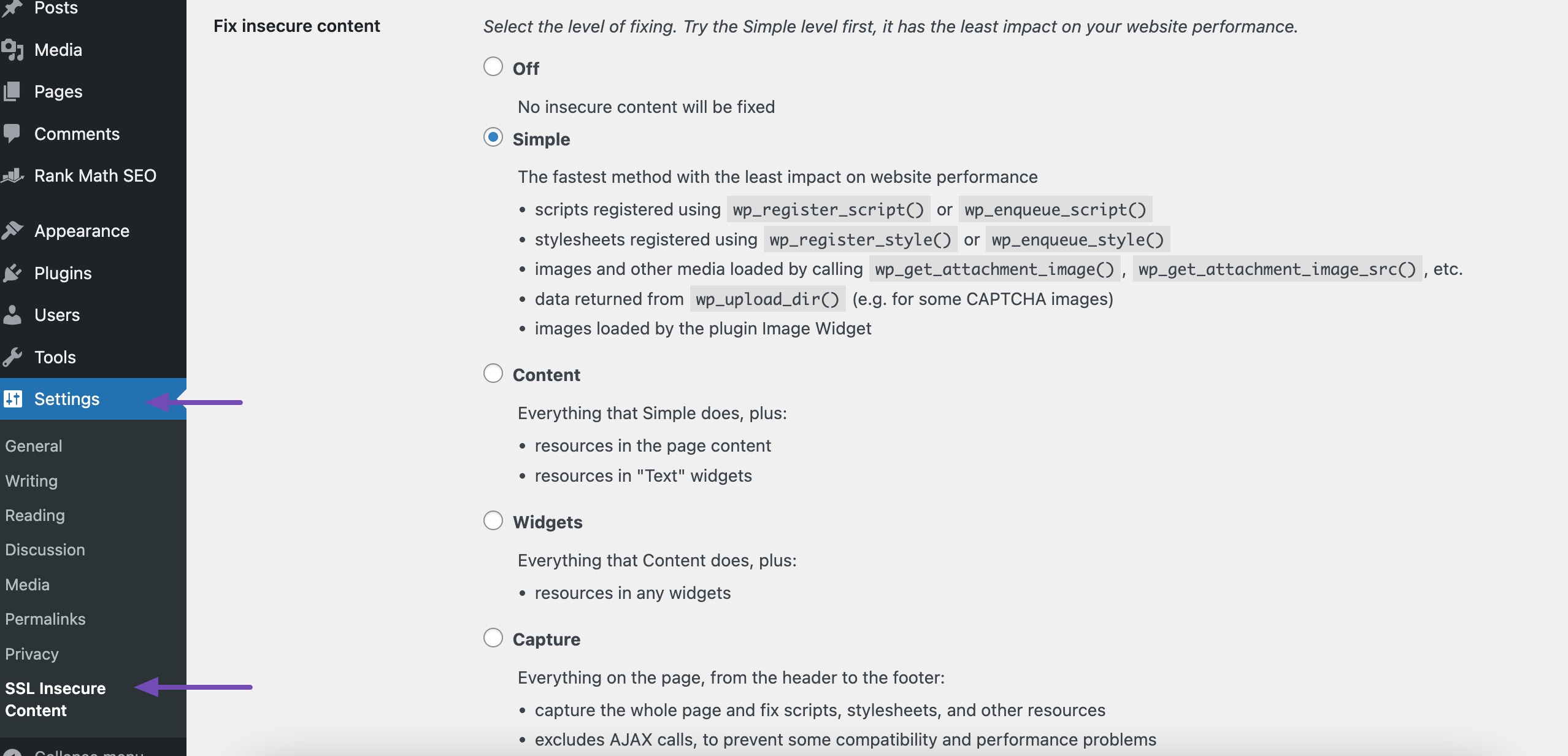 Navigate to SSL Insecure Content 