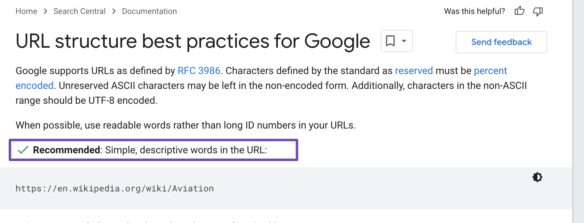 URL structure guidelines by Google