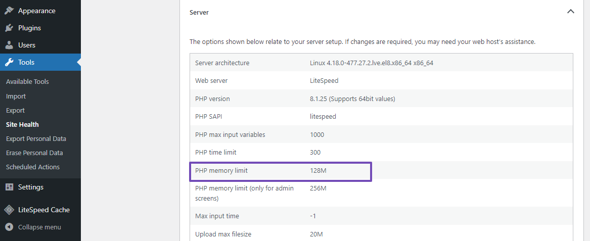 PHP memory limit