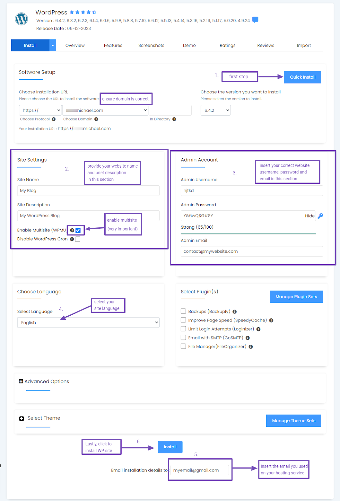 WordPress setup