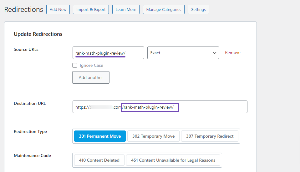 enter source and destination URLs