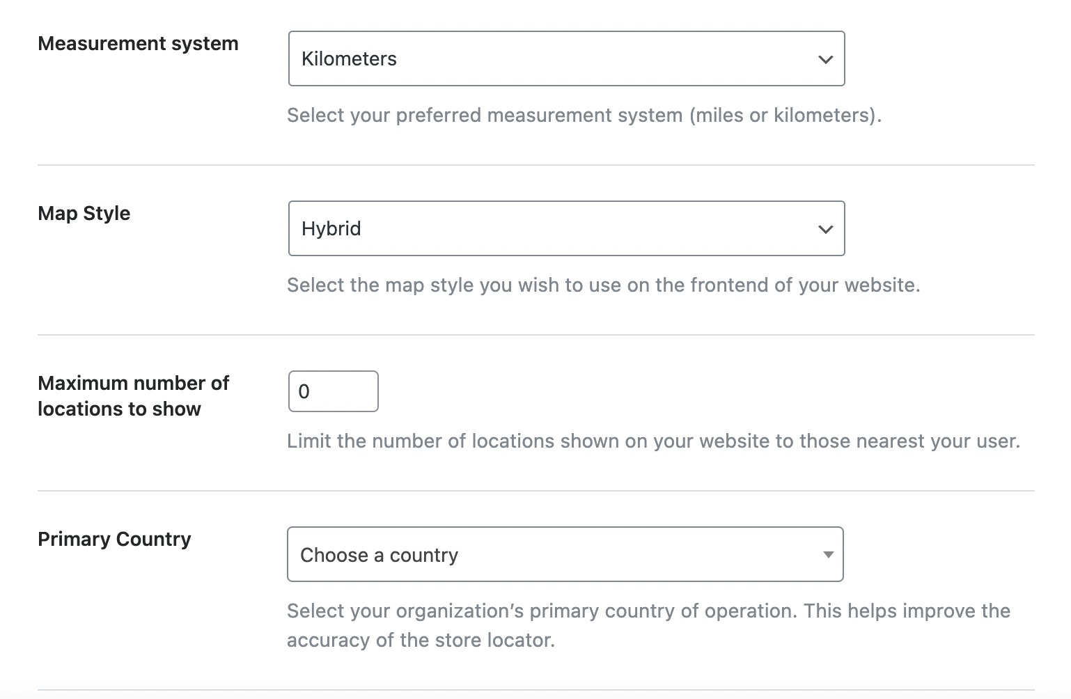 options in Use Multiple Locations field