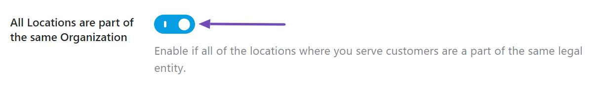 Enable All Locations are part of the same Organization