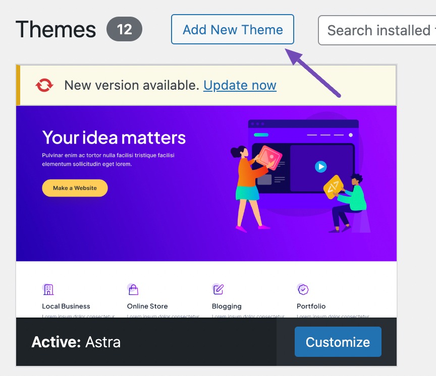 click the Add New Theme button