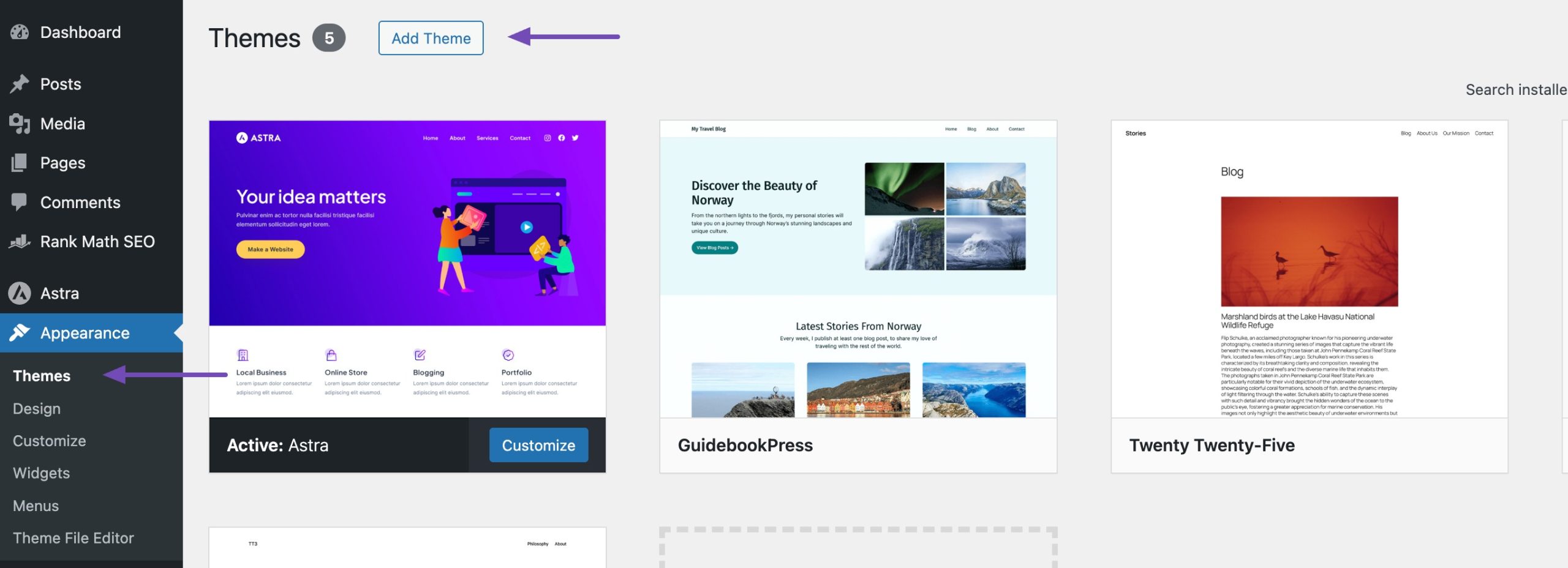Install a WordPress theme