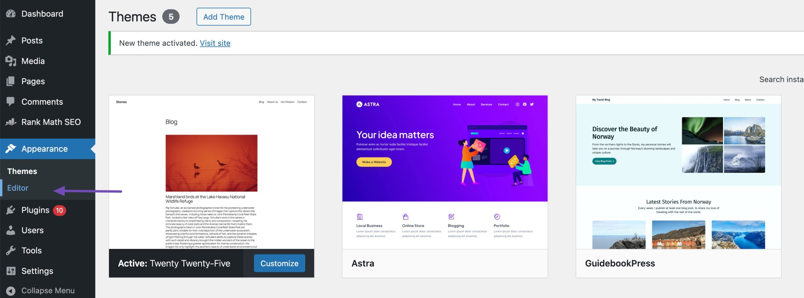 Navigate to Editor