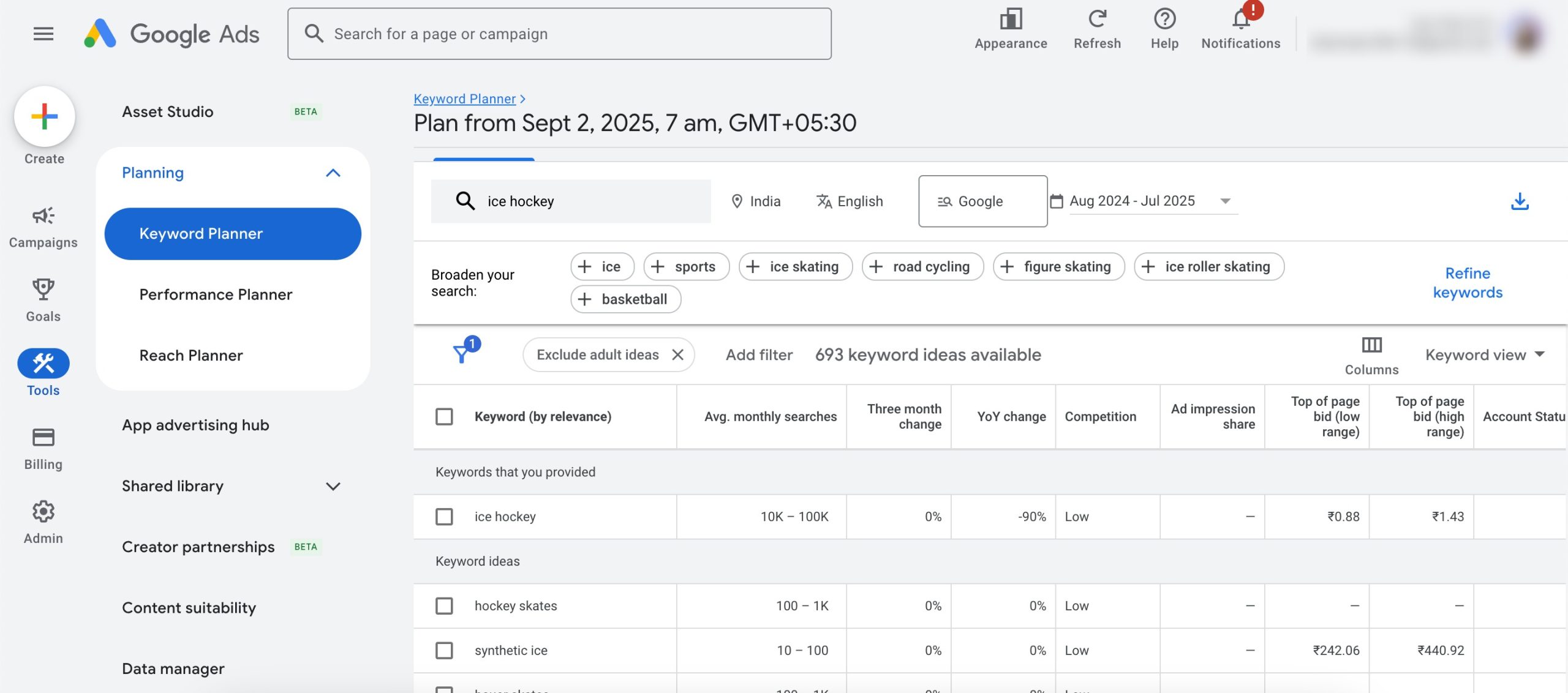 Google Keyword Planner