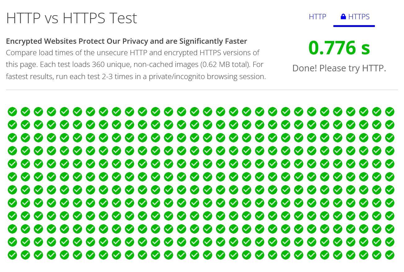 HTTP vs HTTPS test