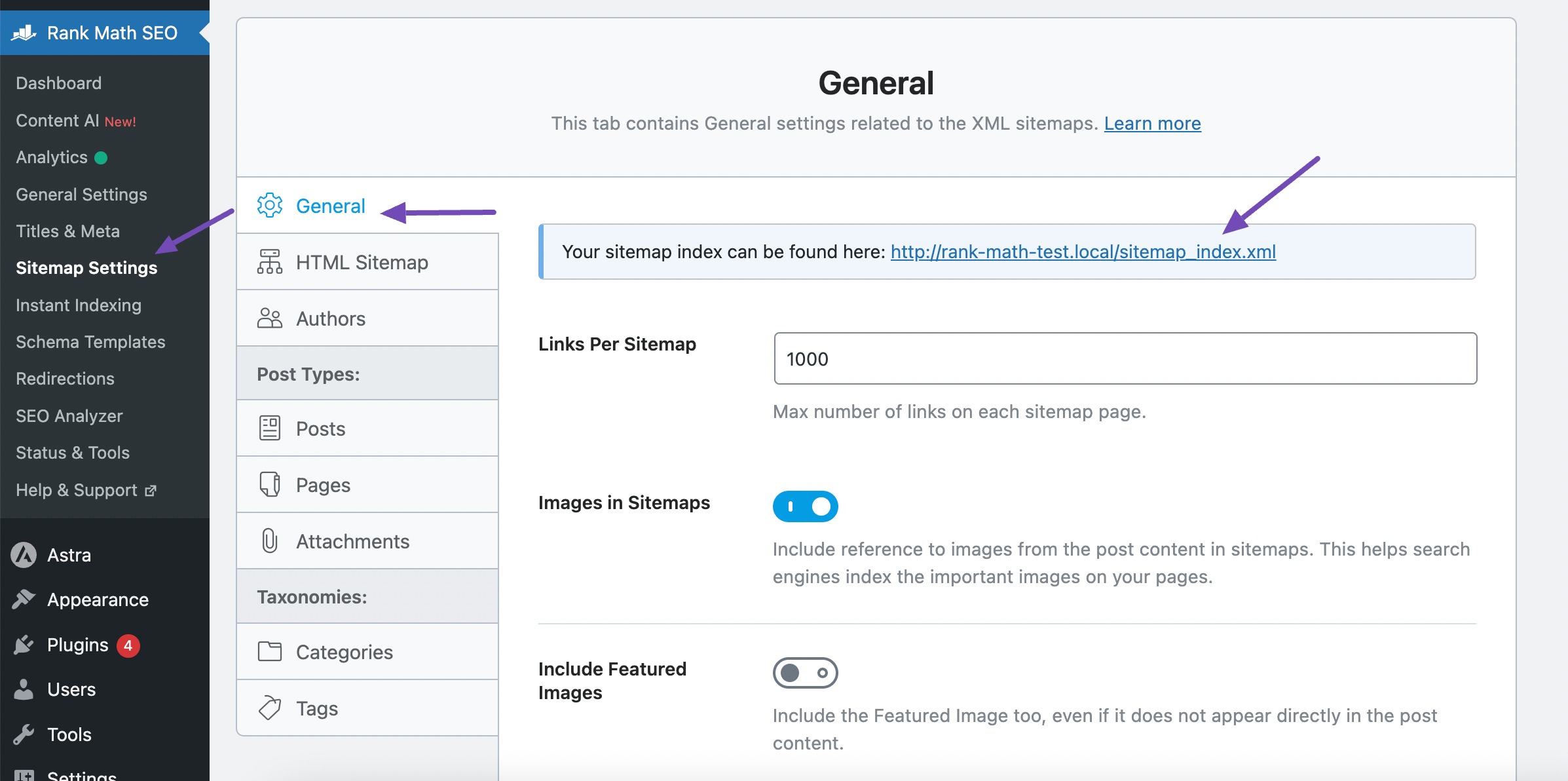 Sitemap Settings