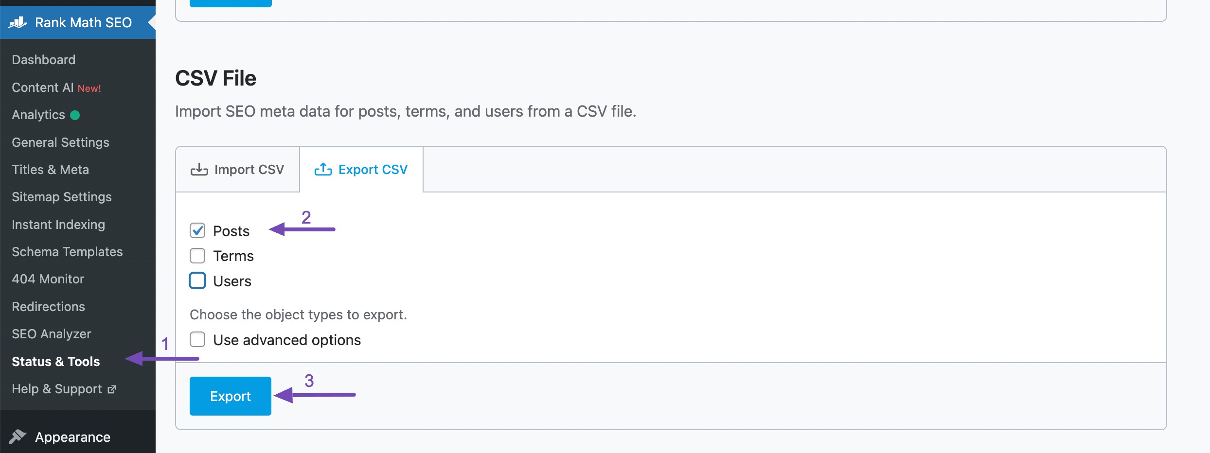 Export to CSV 